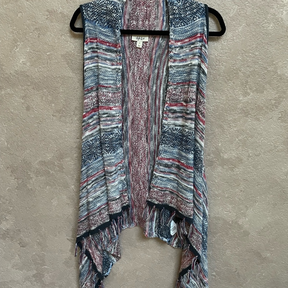 Style & Co. Multicolor Striped Cardigan Vest